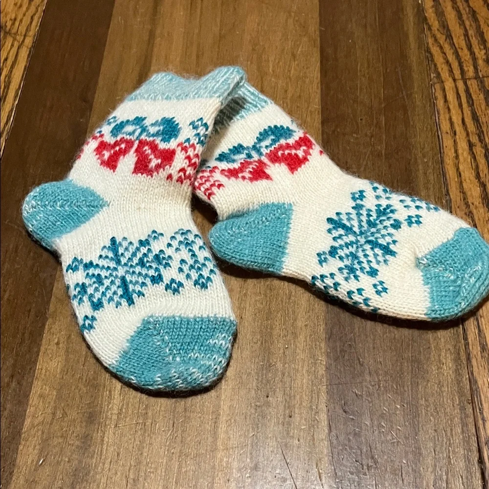 Vintage wool, hand knit Christmas socks